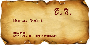 Bencs Noémi névjegykártya